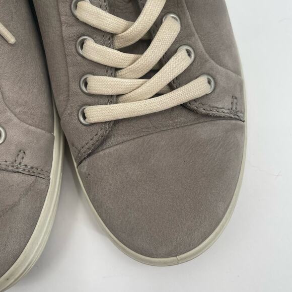 ECCO Soft 7 Shoes SZ 41 (US 10-10.5) Sneakers Taupe Gray Leather Lace Up Comfort - Picture 7 of 12